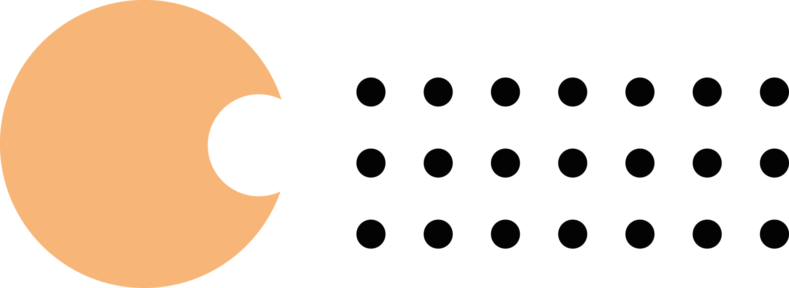 Grafik aus Kreisen in schwarz und orange